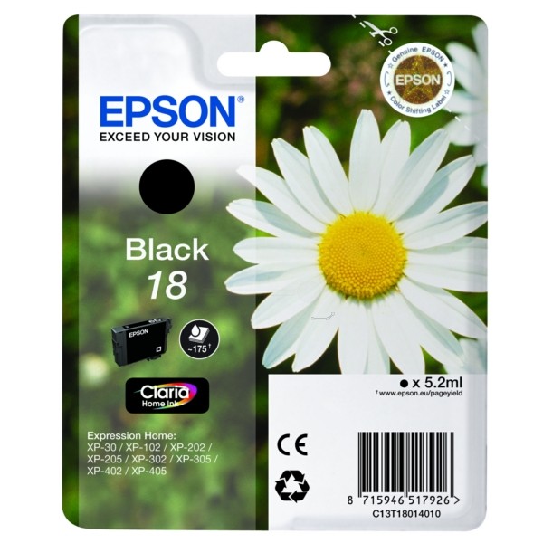 Epson Tintenpatrone schwarz 18 C13T18014010
