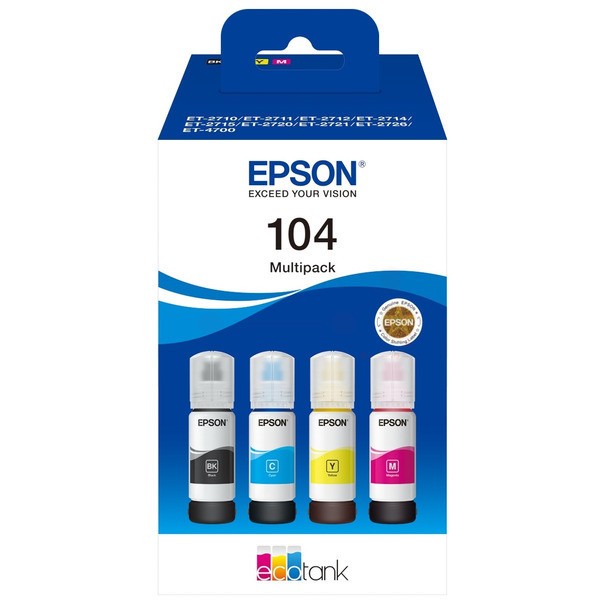 Epson Tintenflasche MultiPack Bk,C,M,Y 104 C13T00P640