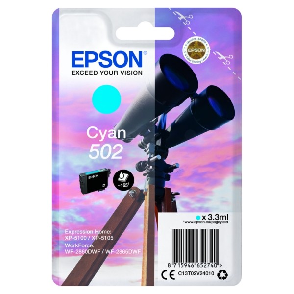 Epson Tintenpatrone cyan 502 C13T02V24010