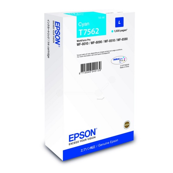 Epson Tintenpatrone cyan T7562 C13T756240