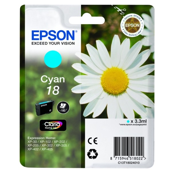 Epson Tintenpatrone cyan 18 C13T18024010