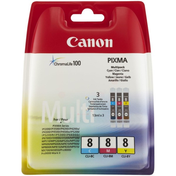 Canon Tintenpatrone MultiPack C,M,Y CLI-8 0621B026