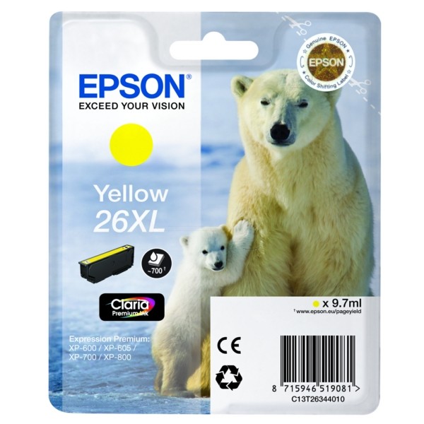 Epson Tintenpatrone gelb XL 26XL C13T26344010