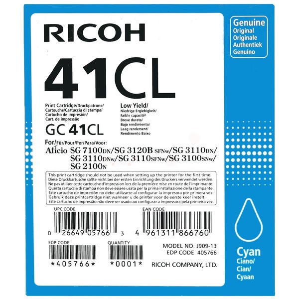 Ricoh Gelkartusche cyan GC-41 CL 405766