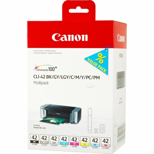 Canon Tintenpatrone MultiPack Bk,C,M,Y,LC,LM, GY,LGY CLI-42
