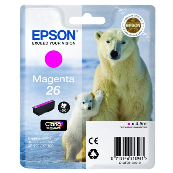 Epson Tintenpatrone magenta 26 C13T26134010