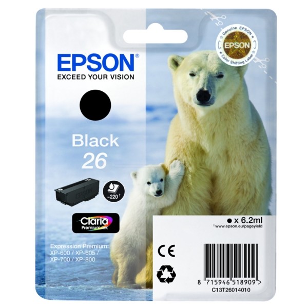 Epson Tintenpatrone schwarz 26 C13T26014010