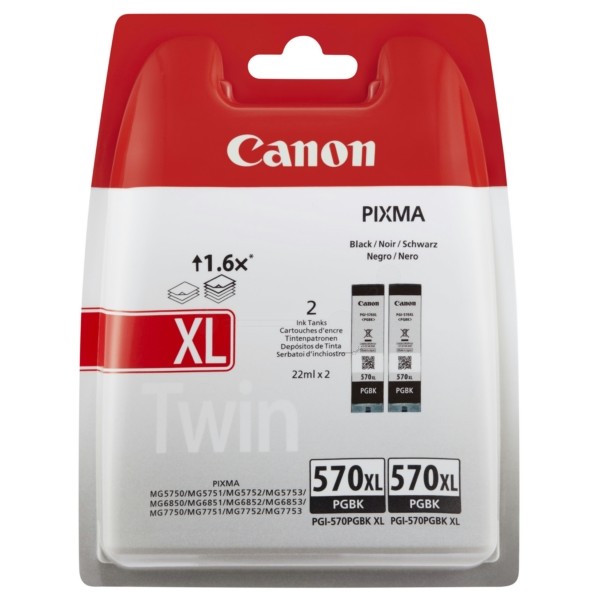 Canon Tintenpatrone schwarz pigmentiert Doppelpack 570 PGBKX
