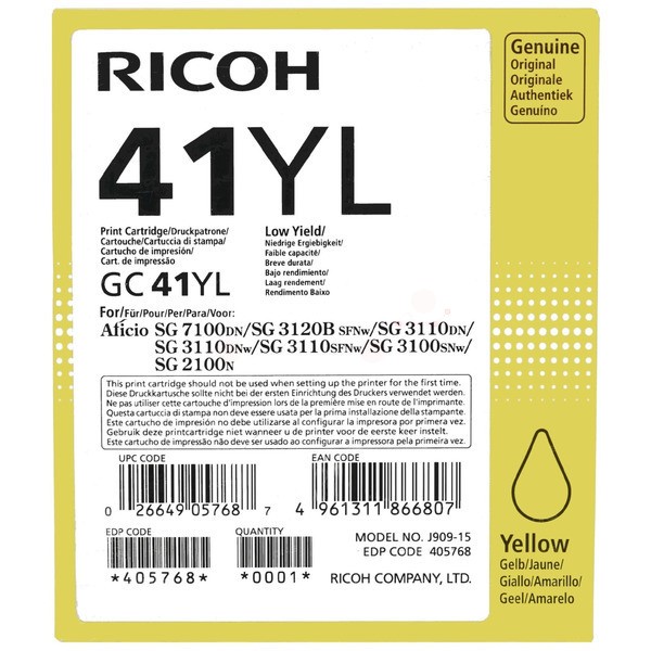 Ricoh Gelkartusche gelb GC-41 YL 405768