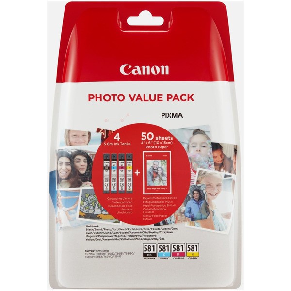 Canon Tintenpatrone MultiPack Bk,C,M,Y + Fotopapier 50 Blatt