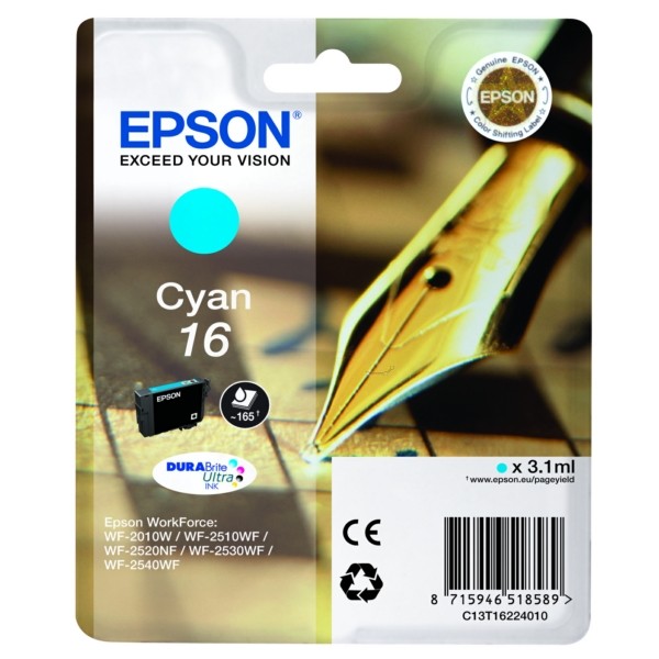 Epson Tintenpatrone cyan 16 C13T16224010